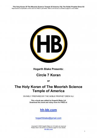 Circle 7 Koran or The Holy Koran Of The Moorish Science Temple Of America