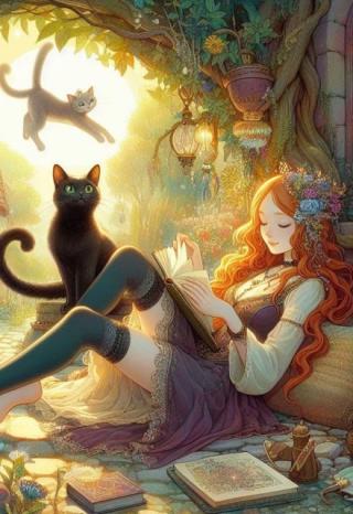 Зейферия: девушка и кот